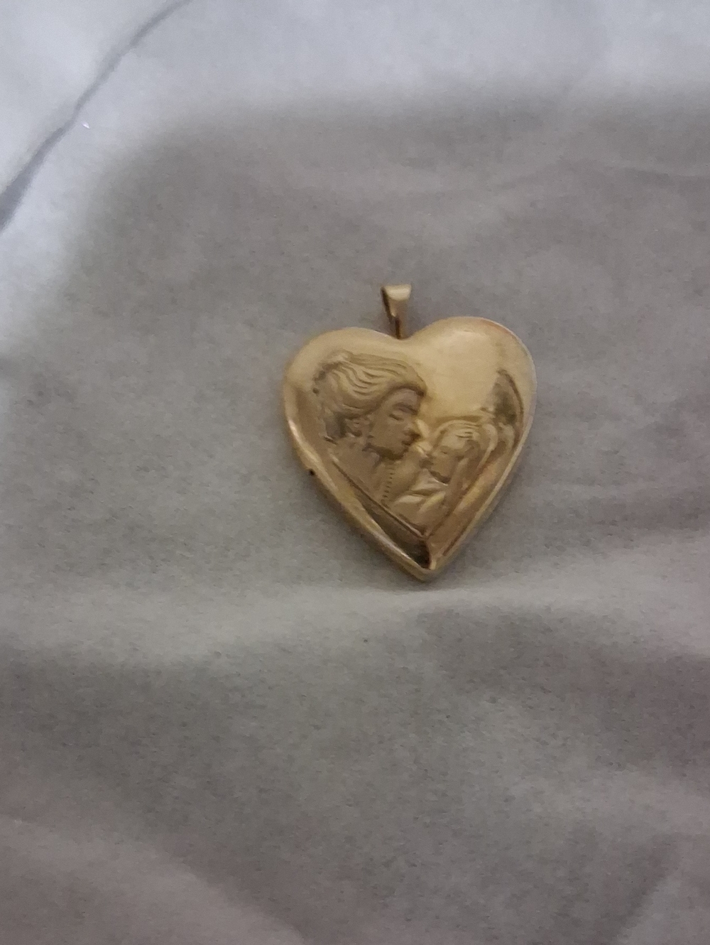 Gold Heart Locket Pendant with Profile Relief